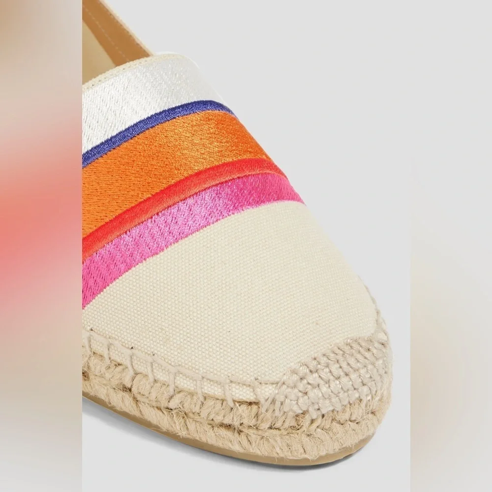NWOT Diane von Furstenberg X Castaner Klea striped embroidered canvas espadrille